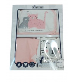 Εβίτα mini Σετ βρεφικό 5 τεμάχια λευκό-ροζ MI-024