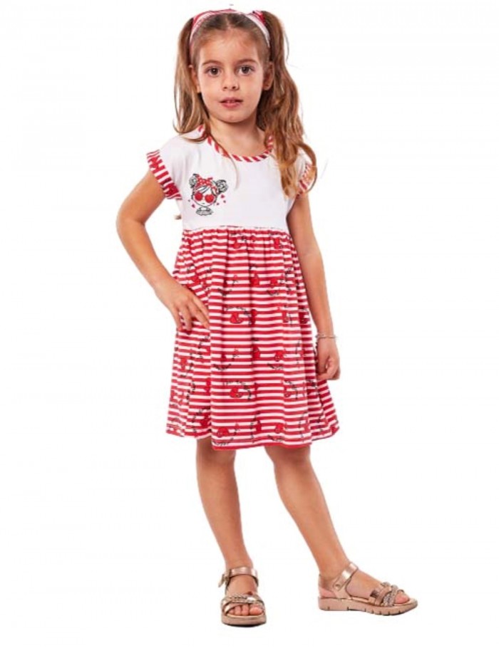 Κορίτσι φόρεμα 1-6 ΕΒΙΤΑ λευκό-κόκκινο 226262