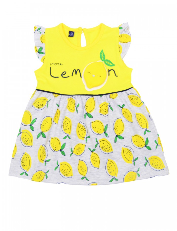 Κορίτσι φόρεμα 0-18 μηνών ΕΒΙΤΑ κίτρινο-γκρι mi-364