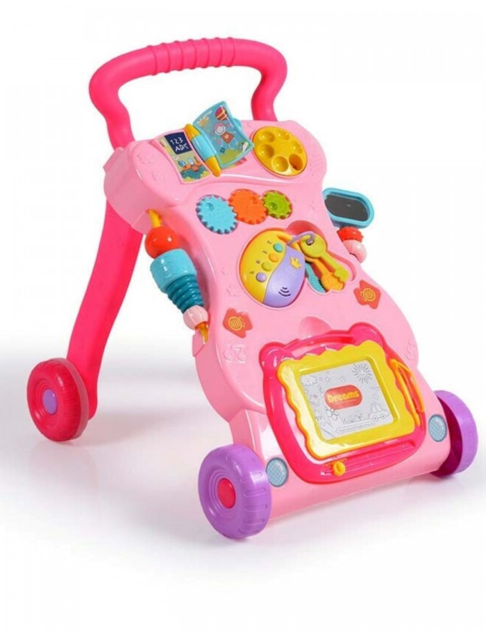 Huanger Στράτα με Τραπεζάκι Δραστηριοτήτων Push walker Dreams Pink 3800146222574