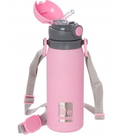 Ecolife Ανοξείδωτο Παγούρι Θερμός με Καλαμάκι Pink BO-3007 400ml 5208009001782