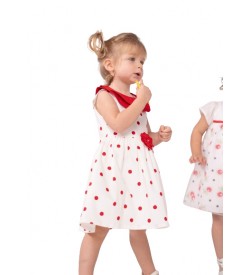 Κορίτσι φόρεμα 0-24 μηνών ΕΒΙΤΑ λευκό-κόκκινο πουά 242500k