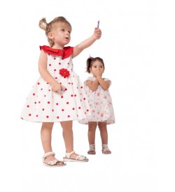 Κορίτσι φόρεμα 0-24 μηνών ΕΒΙΤΑ λευκό-κόκκινο πουά 242500k