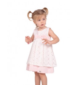Κορίτσι φόρεμα 0-24 μηνών ΕΒΙΤΑ εκρού-ροζ 242501