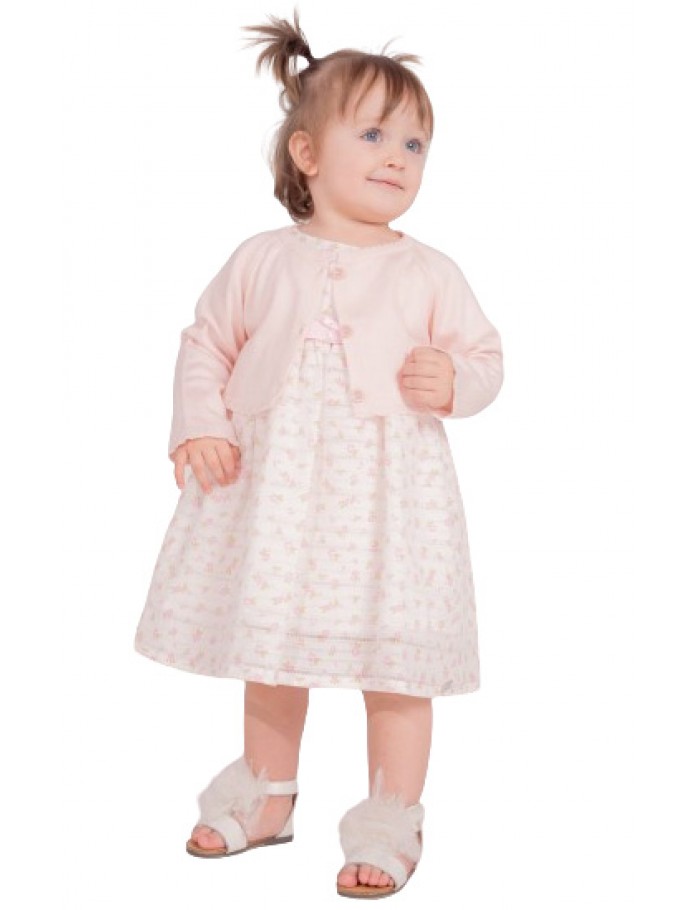 Κορίτσι φόρεμα 0-24 μηνών ΕΒΙΤΑ λευκό-ροζ 242503r