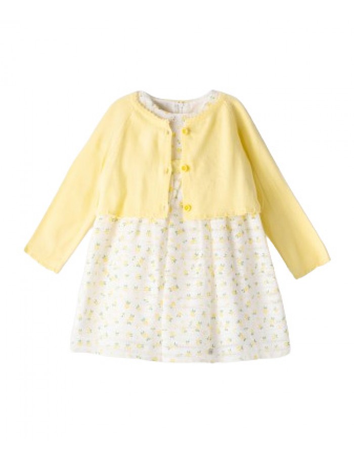 Κορίτσι φόρεμα 0-24 μηνών ΕΒΙΤΑ λευκό-κίτρινο 242503