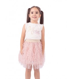 Κορίτσι σετ φούστα 1-6 ΕΒΙΤΑ λευκό-ροζ 242244