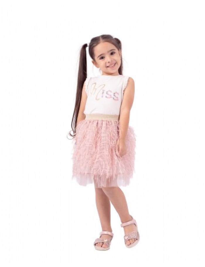 Κορίτσι σετ φούστα 1-6 ΕΒΙΤΑ λευκό-ροζ 242244