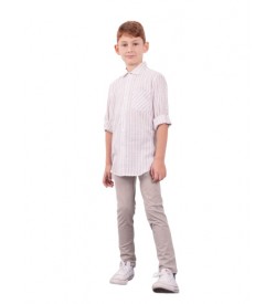 Αγόρι πουκάμισο 6-16 Hashtag λευκό-μπεζ 242721