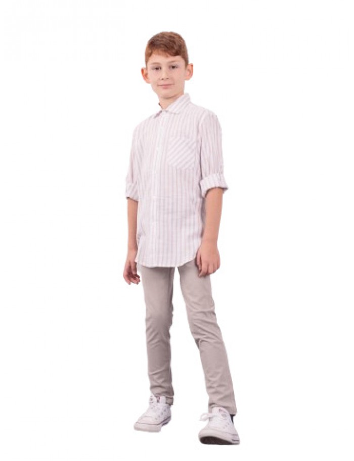 Αγόρι πουκάμισο 6-16 Hashtag λευκό-μπεζ 242721