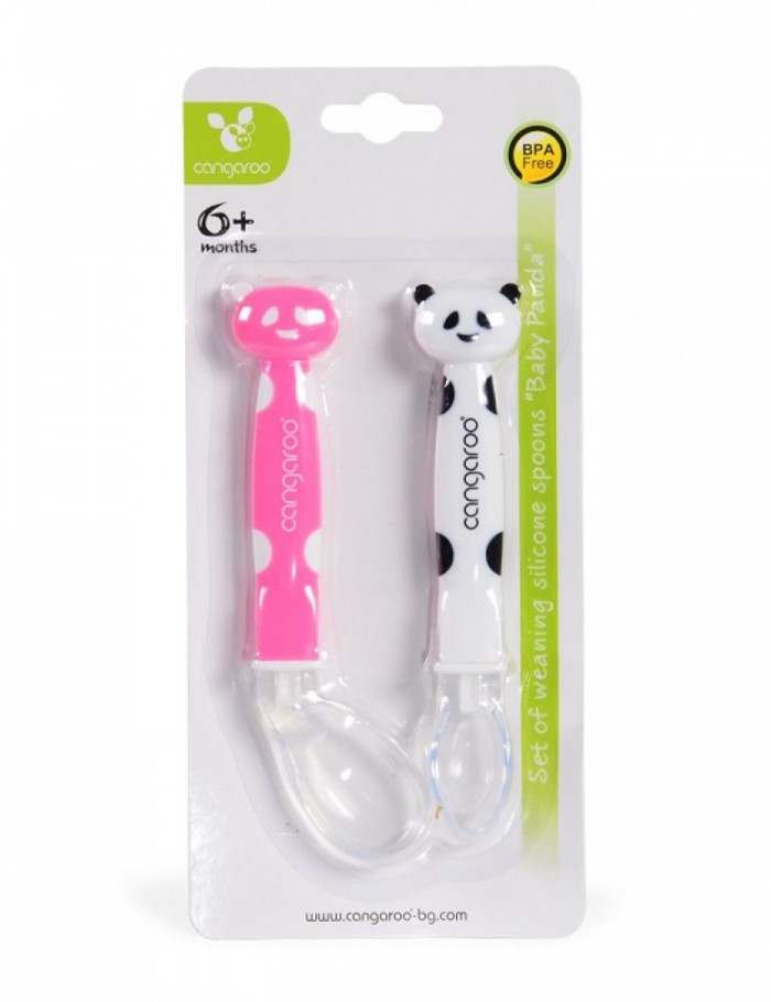 Baby Panda Βρεφικό Σετ 2 Κουτάλια Σιλικόνης Pink Cangaroo 104541